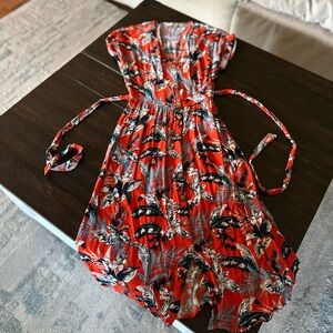 LOFT Orange Floral Beach Vibe Dress